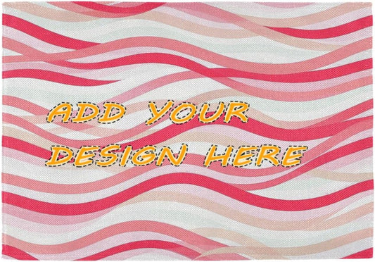 Custom Wave Pattern Red Peach Cloth placemats Machine Washable Christmas Washable Round placemats Sets of 6 12 x 18 tapetes para la mesa de comedor