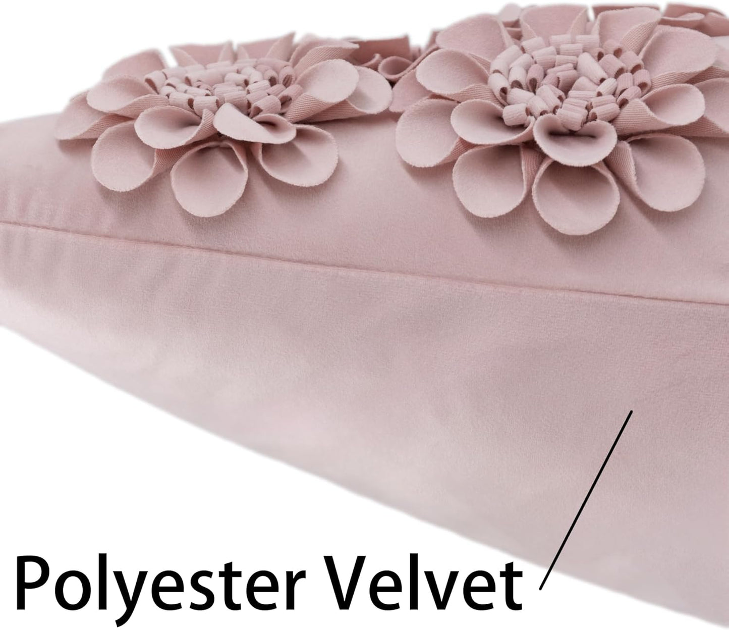 JWH Handmade 3D Flower Throw Pillow Covers Aesthetic Decorative Floral Accent Pillow Cases Stereo Velvet Pillowcase Cute Cushion for Car Bed Couch Bedroom Decor 18x18 Inch Dusty Pink