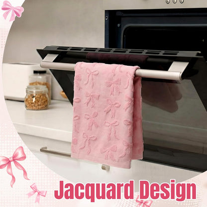 Gilprop 3 Pcs Pink Hand Towels for Bathroom Coquette Bow Towels Pink Bath Decor Cotton Absorbent Decorative Jacquard Kitchen Towel Preppy Bathroom Decor Bridal Shower Wedding Gift