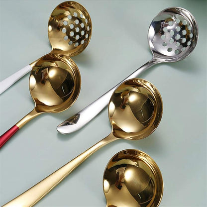 Strainer Spoon, Slotted Kitchen Spoon and Soup Ladle, Stainless Steel Soup Ladle for Hot Pot, Colander for Home, Restaurant, Kitchen, Filter, Pink