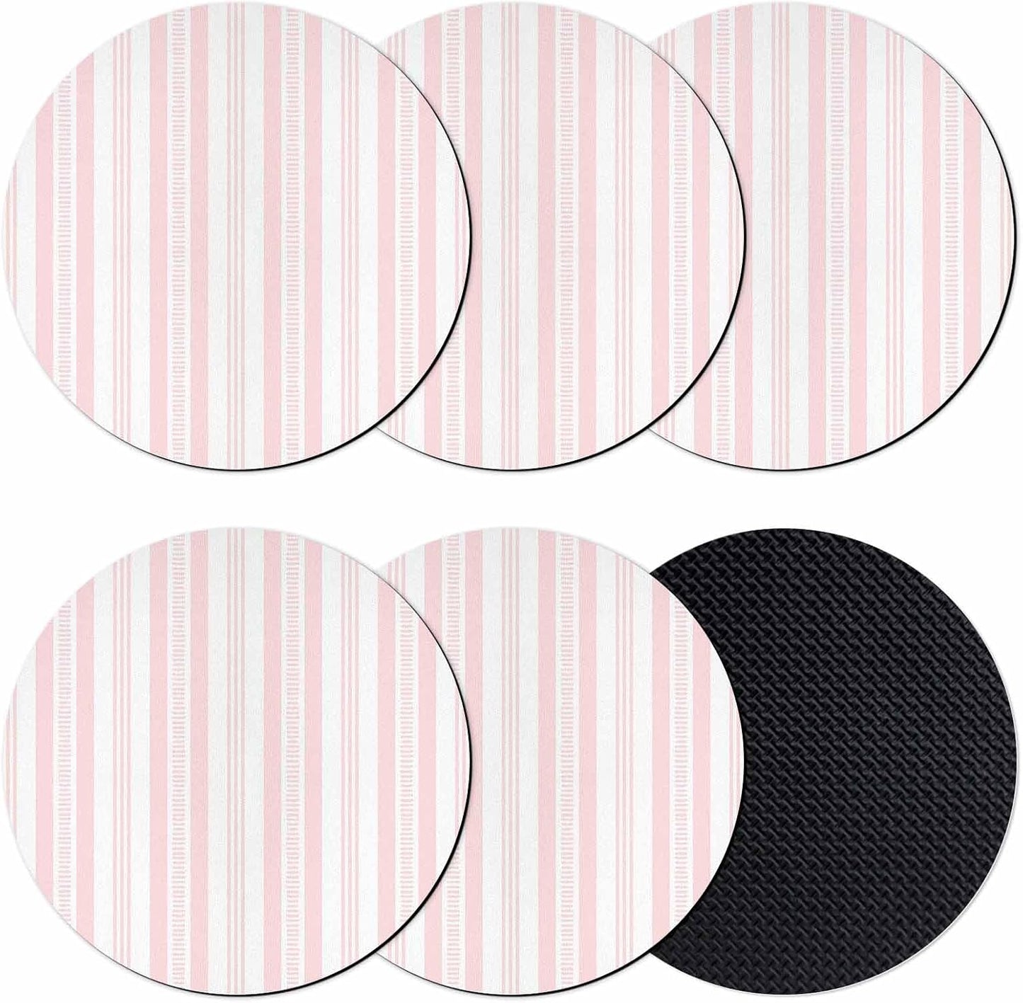 Pink Striped Coasters Set of 6 Absorbent Coasters for Drinks Coffee Table Decor Diatomaceous Earth Cup Coaster for Bar Desk Accessories Modern Farmhouse Geometric Thine Stripes Gifts for Women 4Inch