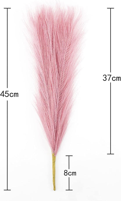 Faux Pampas Grass Small Artificial Pampas Grass 6 Stems 17.7" Pink Fluffy Fake Pompous Plant Floral Arrangements for Home Boho Wedding Decor