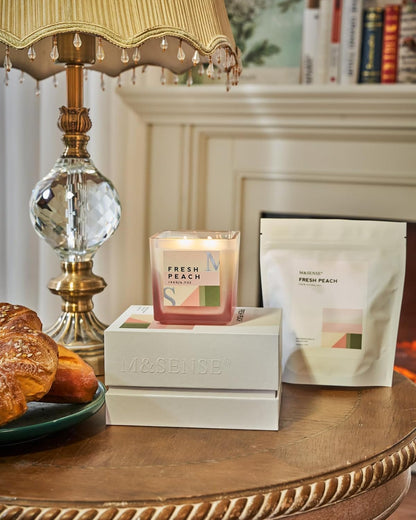 M&SENSE Peach Scented Candles Gift Set with Refills，14.3oz Soy Jar Candle Set Clean Burning Candle Gifts, Up to 80 Hours Long Lasting Aromatherapy Candle for Women Girlfriend Mom Teacher