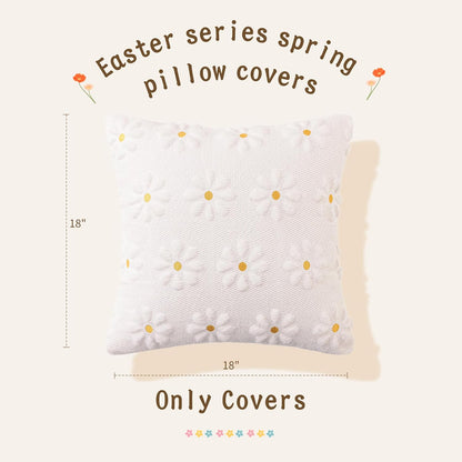 AQOTHES Spring Summer Pink Throw Pillow Covers 18x18 inch Set of 2 Flower Floral Faux Fur Cute Throw Pillows for Sofa Couch Living Room Decor