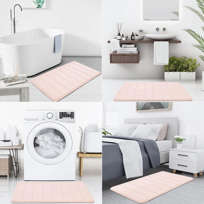 Buganda Memory Foam Bath Mat, 47" x 17", Ultra Soft and Non-Slip Bathroom Rugs, Water Absorbent and Machine Washable Bath Rug Runner for Bathroom, Shower, and Tub, Pink