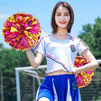 Springen Cheerleading Pom Poms, Cheerleading Metallic Foil & Plastic Ring Pom Poms for Cheer Sport Kids Adults Team Spirit Cheering