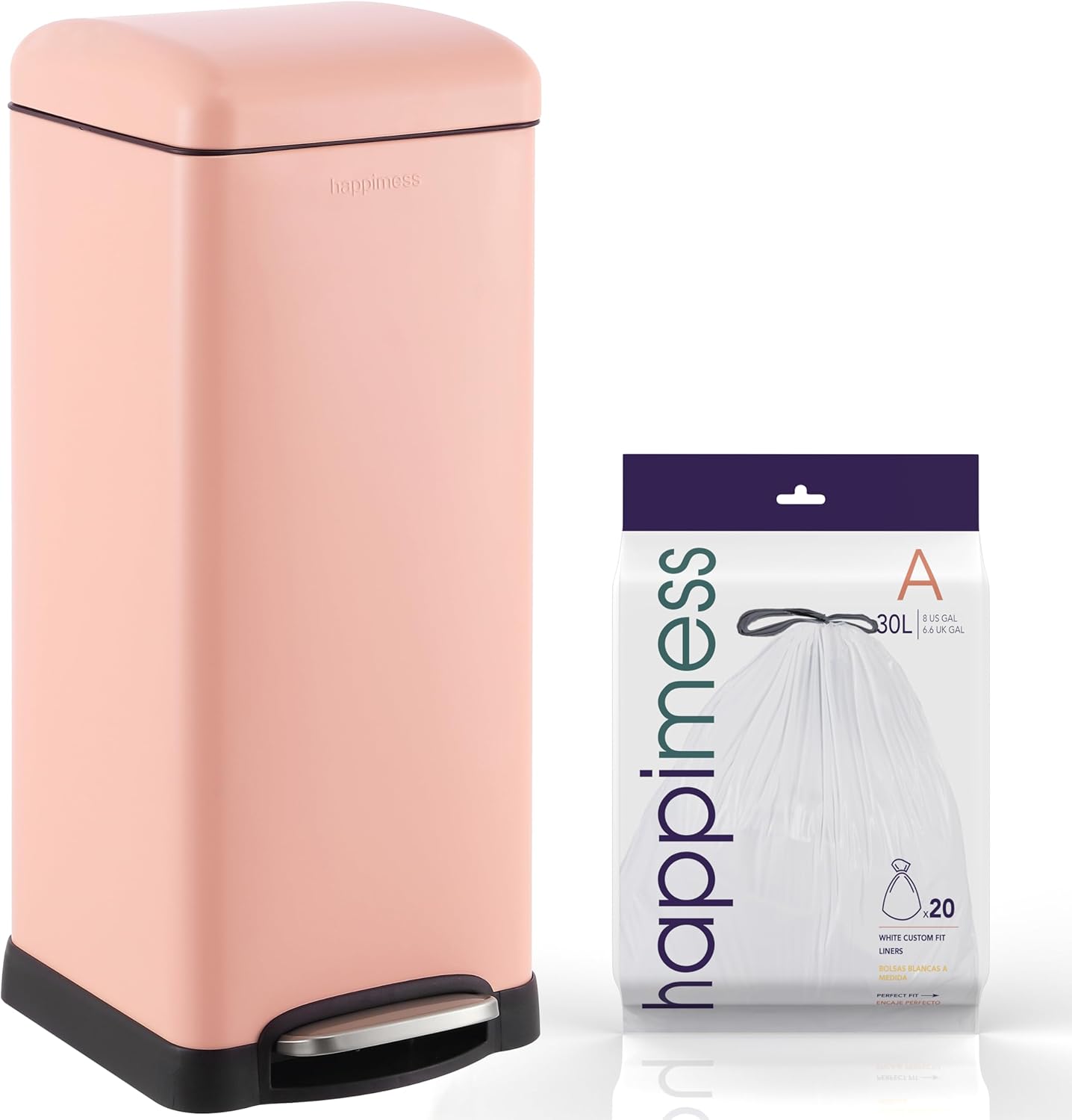 happimess HPM1007J Betty Retro 8-Gallon Step-Open Trash Can, Fingerprint Resistant, Modern, Minimalistic for Home, Kitchen, Laundry Room, Office, Bedroom, Bathroom, Flamingo Pink