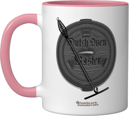 Dutch Oven Master Lid and Pot Lid Lifter Ceramic Mug, Pink/White