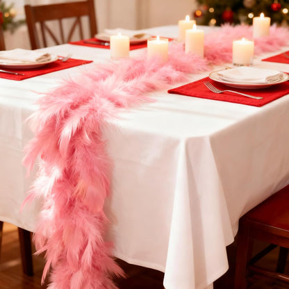 2 Pcs 12 Ft Christmas Tree Garland Decoration Pink Pampas Grass Garland Artificial Faux Fabric Feathers Wreath for Mantle Xmas Tree Home Farmhouse Christmas Holiday Party Supplies