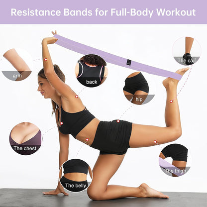 Fabric Resistance Bands - 3-Pack Set, Long Cloth Exercise Bands for Home Workout Strength Training, Yoga & Pilates | with Storage Bag