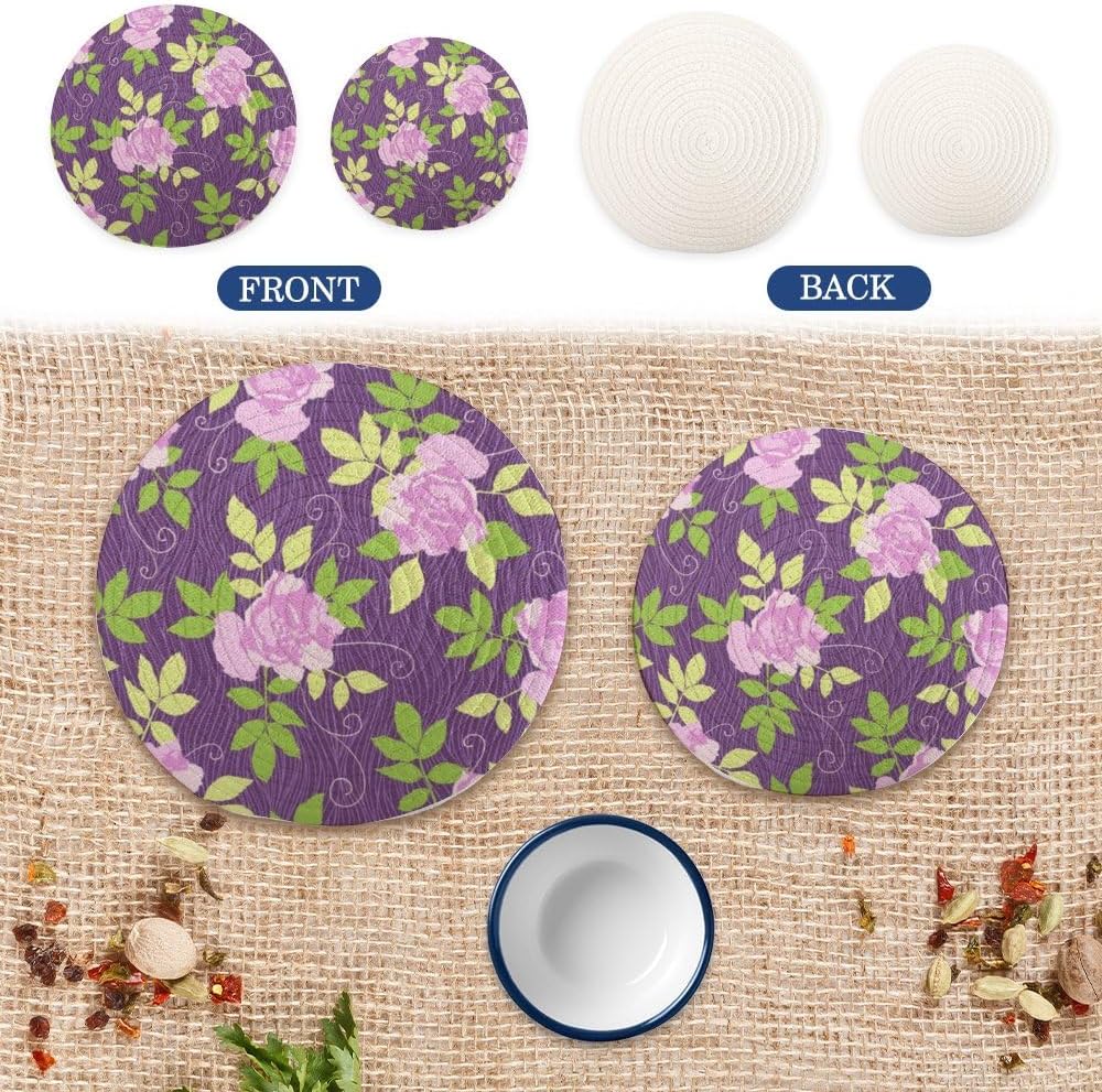 Hot Dishes 2 Pcs, Light Pink Flower Large Trivets Set for Hot Dishes Pots and Pans, Cotton Coasters Kitchen Accessories for Cooking Baking Dish Pan Pot Bowl Teapot