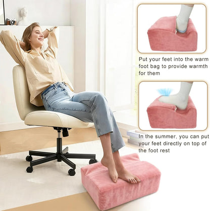 Foot Rest for Under Desk At Work,Ergonomically Designed Home Footrest with Warm Feet Pocket,Comfort Foam Foot Stool Used As A Foot Or Leg Elevator Under Desks,Office Chairs & Sofas or Couch - Pink