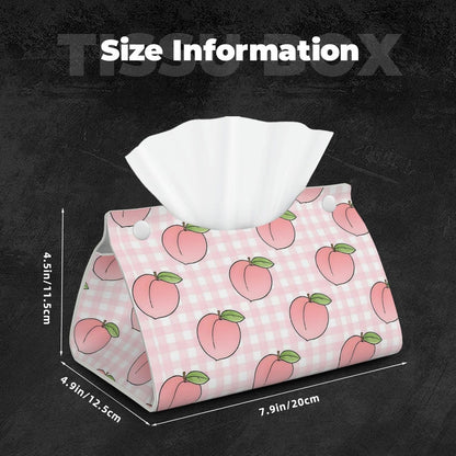 Fruit Peach Pinks Plaid Long Tissue Box Cover Paper Holder Home Decor 7.9'' x 4.9'' x 4.5''