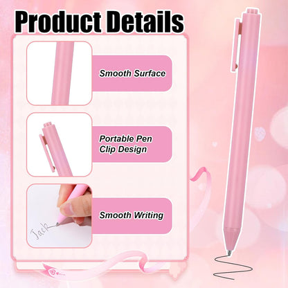 JIEYAO 60 Pcs Ballpoint Pens Bulk, 1.0 mm Retractable Rollerball Pen, Cute Pink Click Medium Point Pens Aesthetic for Office Teacher Student Baby Shower (Pink)