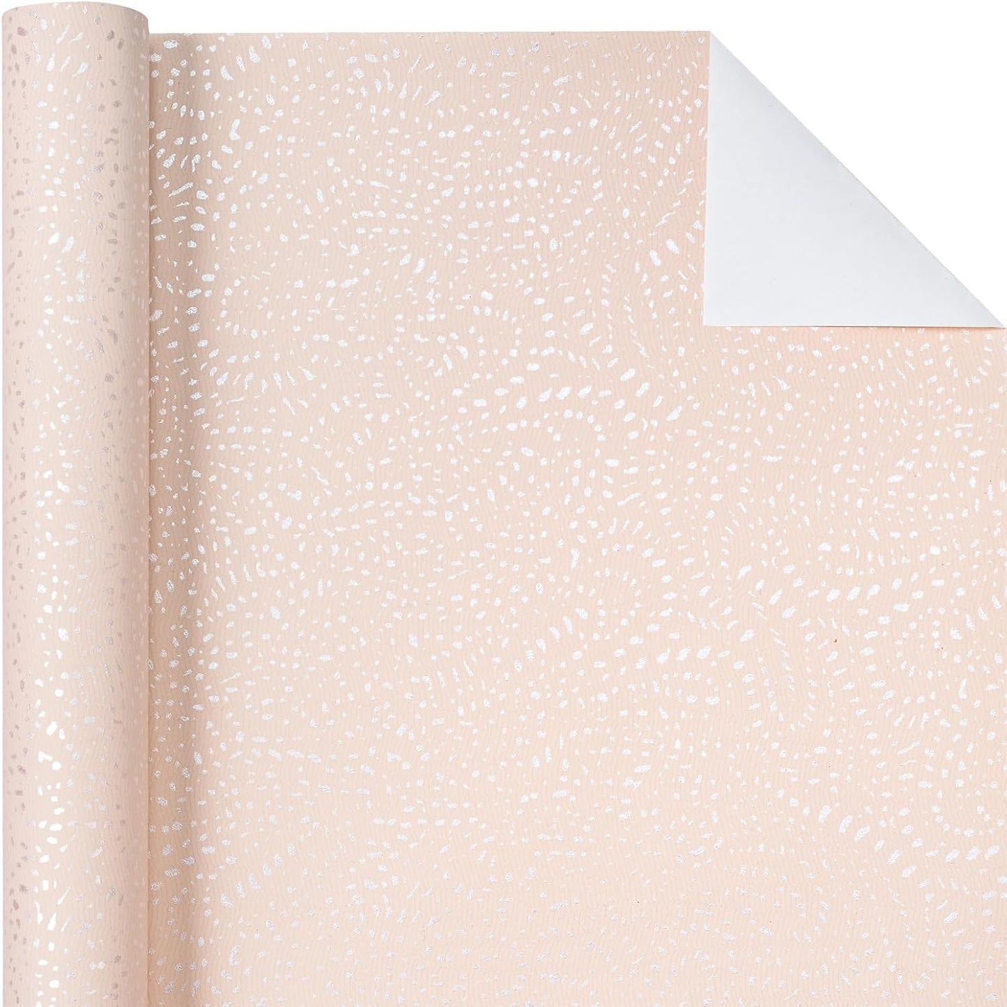 WRAPAHOLIC Pink Wrapping Paper Roll - Mini Roll - 17 Inch x 16.5 Feet - Pink with Silver Design Perfect for Birthday, Holiday, Wedding, Baby Shower