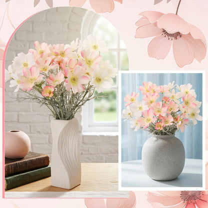6 Pcs 23.6 Inch Pink White Artificial Flowers Cosmos for Vase,Pink Fake Flowers Artificial Silk Flower Arrangements with Stems for Wedding Bouquets Table Centerpieces Home Decor