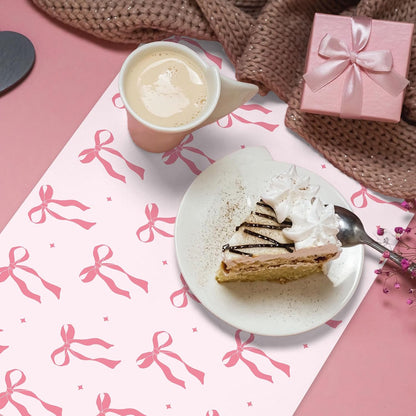 FYSUIMU 50Pcs Pink Bow Paper Placemats Cute Coquette Bow Dinner Mats Disposable Table Mats for Wedding Baby Shower Birthday Bachelorette Party Table Setting