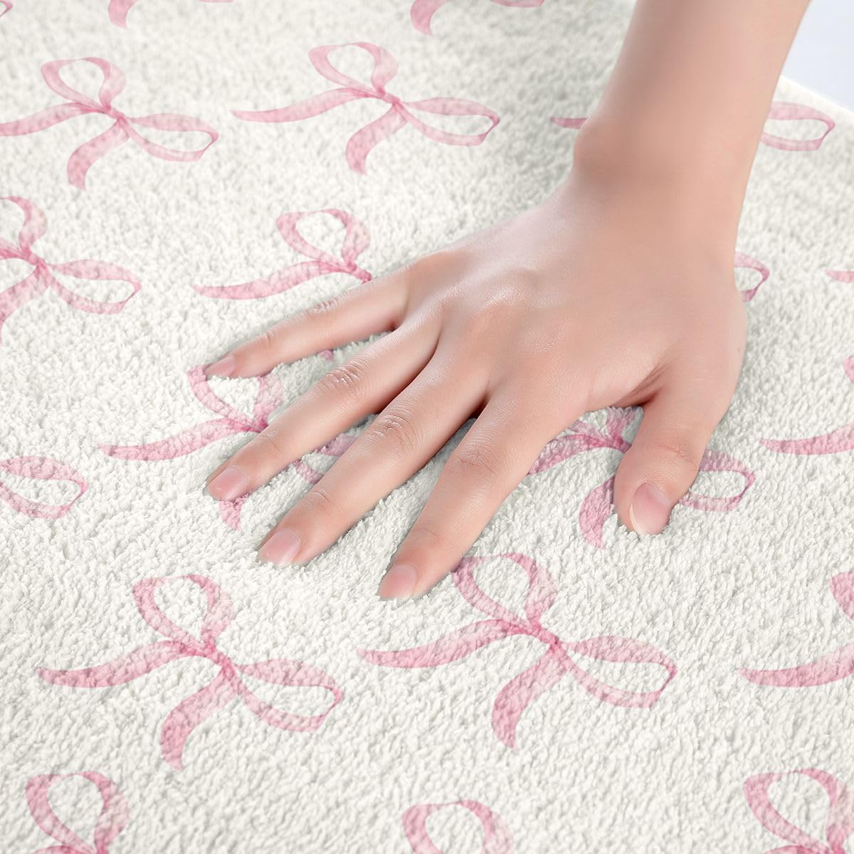 Feelyou Pink Bow Bathroom Rugs Microfiber 20"x32" Cute Bowknot Bath Mats Non-Slip Light Pink Bathroom Accessories Princess Decor Floor Doormats Soft Door Mat