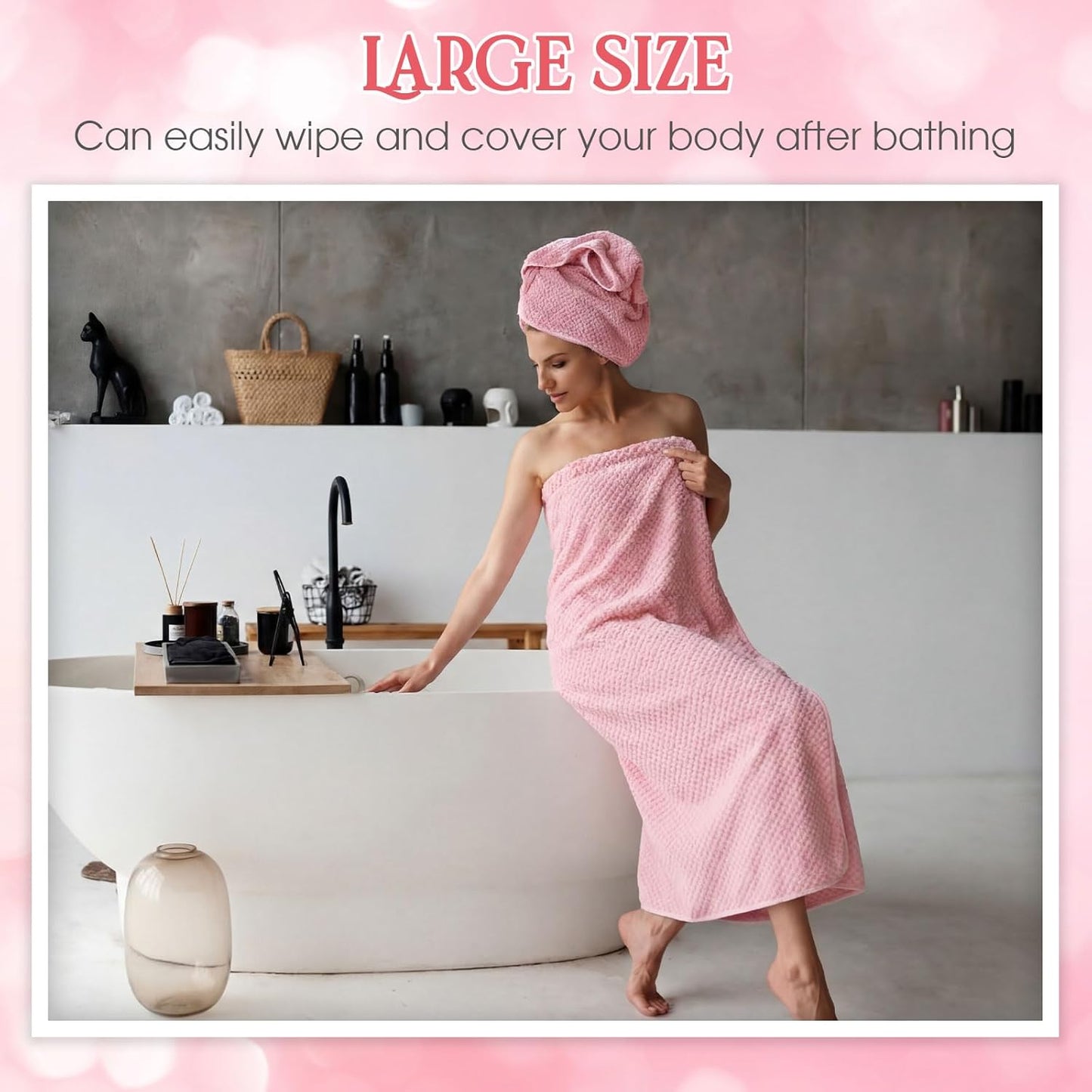 Peryiter Oversized Bath Towels Set of 6 for Adults 40x80 Inches Extra Large Bath Towel Sets Bathroom Sheets Jumbo Shower Towels Quick Dry Absorbent Soft Microfiber for Adults(Pink)