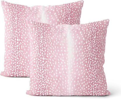 Pink Sage Green Pillow Covers 18x18 Inch 2 Pcs Boho Preppy Polka Dots Striped Decor Throw Pillows Modern Geometric Outdoor Farmhouse Decoration Pillowcase Linen Cushion Cover for Couch Sofa