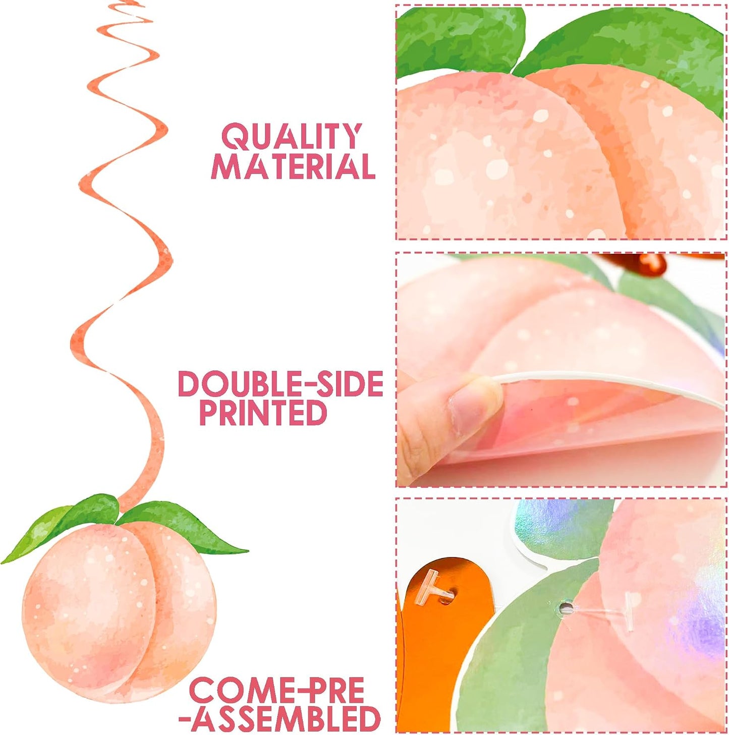 Peach Party Hanging Swirls Peach Birthday Party Supplies 20PCS Sweet Peaches Hanging Ceiling Streamers Sweet As a Peach Party Decorations for Little Peach Baby Shower Wedding Decor
