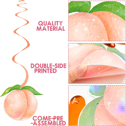 Peach Party Hanging Swirls Peach Birthday Party Supplies 20PCS Sweet Peaches Hanging Ceiling Streamers Sweet As a Peach Party Decorations for Little Peach Baby Shower Wedding Decor