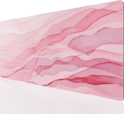 KTRIO Large Gaming Mouse Pad Desk Mat, Superior Micro-Weave Cloth, Non-Slip Rubber Base, Stitched Edges, Water-Resistant, for Gamer, Office & Home, 31.5 x 15.7 Inch，Pink Glow