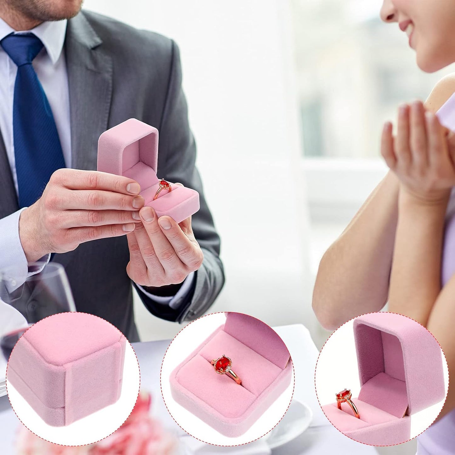 Zhanmai 12 Pcs Velvet Ring Box Jewelry Box Earring Jewelry Case Gift Boxes for Women Wedding Anniversary 2.12 x 1.77 x 2 Inch(Pink)