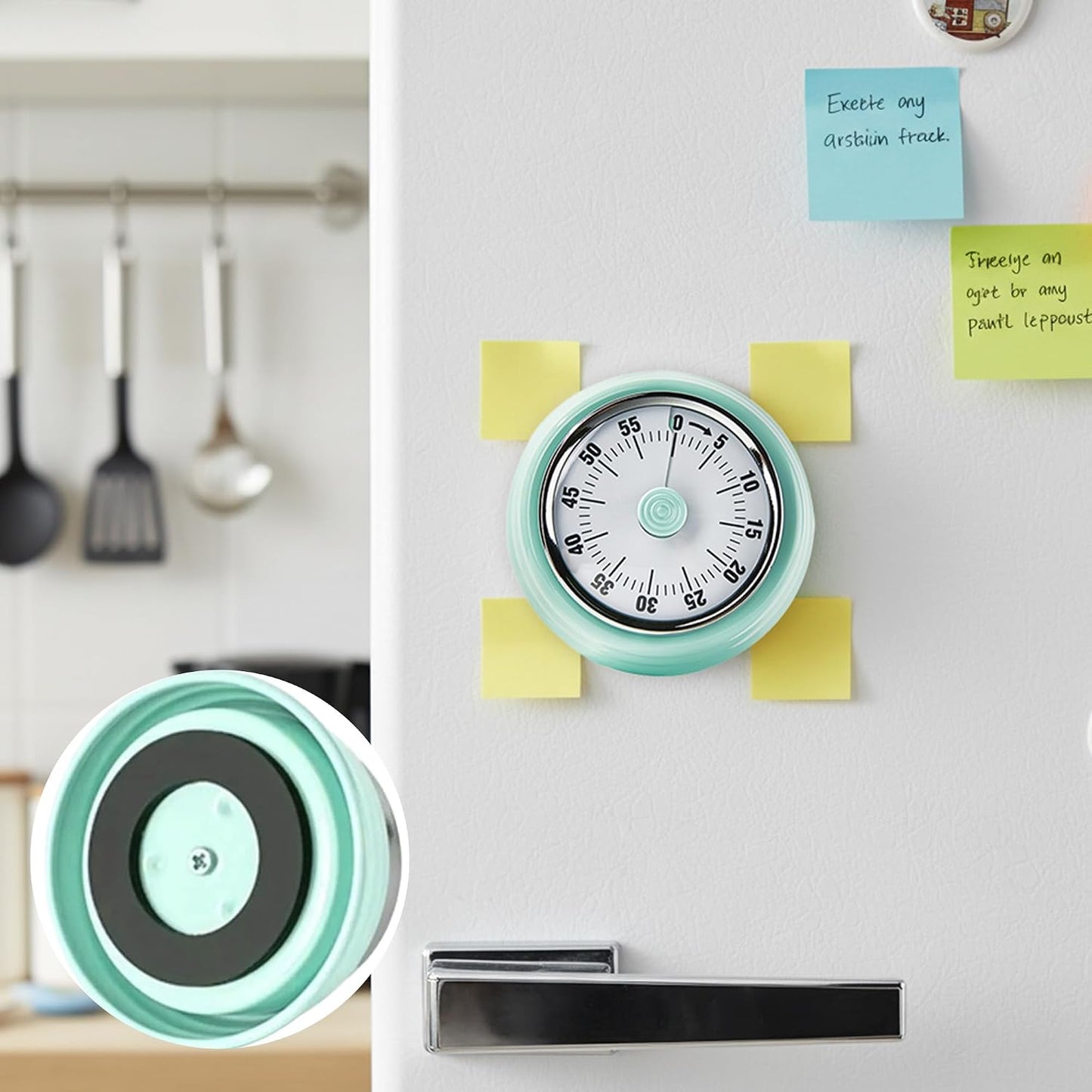 60-Minute Magnetic Visual Timer, Silent Operation and No Battery Needed, Time Management Tools for Kitchen, Homeschool Desk, Office Meetings & Home Learning Timer (Green-Pink)