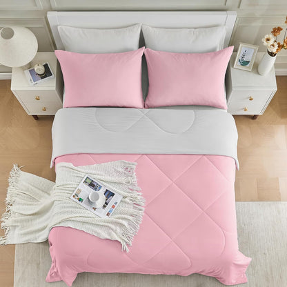 HOMFINE Cooling Comforter Japanese Double-Sided Cold Tech Fabric Cooling Blanket for Night Sweats Hot Sleepers, Q-Max 0.45 Soft Breathable Silk Smooth Lightweight Pink Summer Comforter Twin