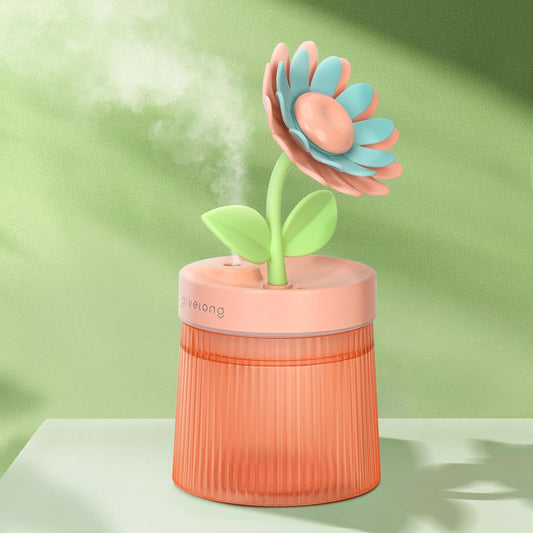 260ml Flower Mini Humidifier, Pink Sunflower Desktop Small Humidifiers, Personal Cool Mist Humidification, USB Desk Humidifier for Bedroom, Office, Travel & Indoor Plants