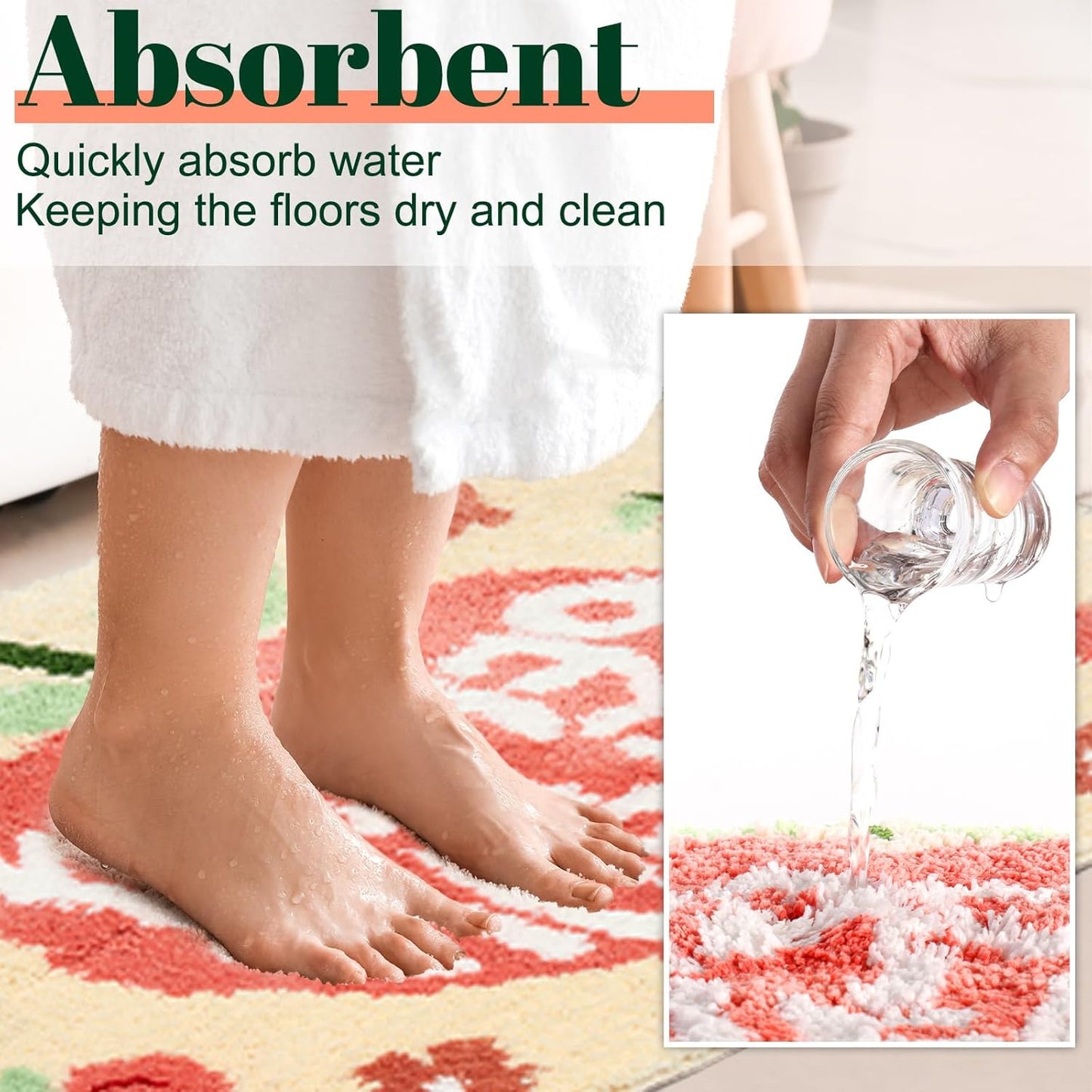 Timgle Peachy Clean Bath Mat Peach Bathroom Decor Non Slip Soft Water Absorbent Cute Bathroom Rugs Aesthetic Cute Bathmat Machine Washable for Home Bathtub Shower Toilet, 18 x 24 Inches