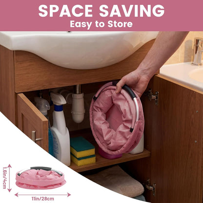 Loungewave Cleaning Caddy with Handle and 6 Pockets, 17L Cleaning Supplies Organizer, 600D Oxford Fabric Storage Basket, Multifunctional Bucket Bag for Picnics, Camping, Gardening, Bathing (Pink)