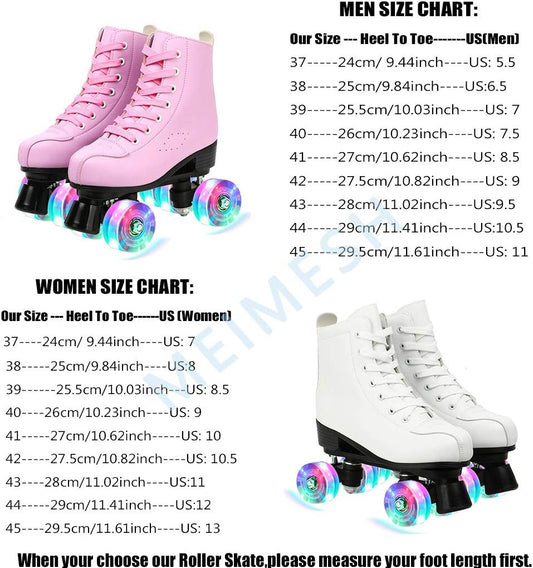XUDREZ Roller Skates for Women Men Shiny Double Row Four Wheels Roller Skates Womens Roller Skates with Shoes Bag