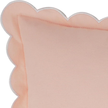 Mrcrypos Peach Pink Scalloped Pillow Covers,Boho Accent Pruffle Throw Pillows 18X18 Set of 2 Pillow Covers Decorative Pink Throw Pillows for Home Living Room Sofa Couch Bed Décor