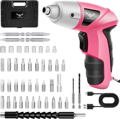 JENABOM Electric Screwdriver Cordless, 3.6V Rechargeable Small Screwdriver Set, 3.5Nm Max Torque, LED Light, Ideal for Electronics Repair, Furniture Assembly&Home DIY