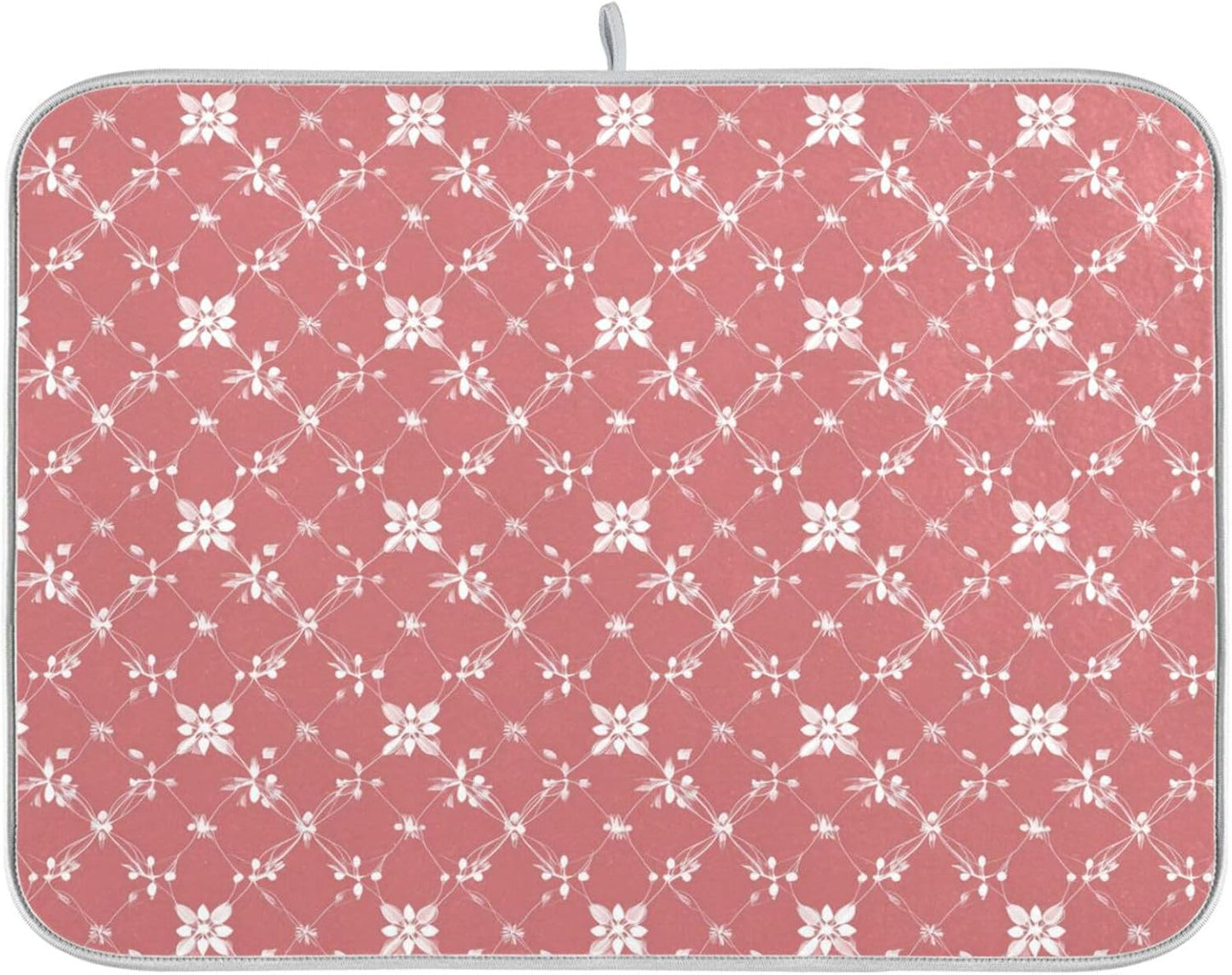 OTVEE Light Pink Art Dish Drying Mat for Kitchen Counter Absorbent Heat Resistant Microfiber Dishes Drainer Mat 16x18 in Dish Pad Sink Mat Protective Pad Kitchen Decor