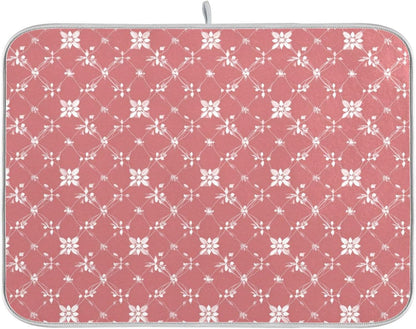 OTVEE Light Pink Art Dish Drying Mat for Kitchen Counter Absorbent Heat Resistant Microfiber Dishes Drainer Mat 16x18 in Dish Pad Sink Mat Protective Pad Kitchen Decor