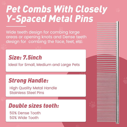 Pet Shower & Bath Supplies，Dog Shampoo Brush Set with Towel, Washing Gloves,Comb for Dogs and Cats (PINK)