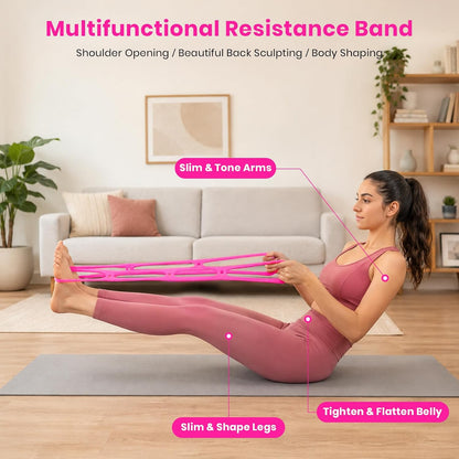 7 Ring Adjustable Resistance Bands, Workout Stretch Fitness Resistance Exercise Band with 7-Level, Ideal for Women Men Yoga/Pilates/Physical Therapy/Home Gym for Arm/Shoulders/Foot/Leg Fitness