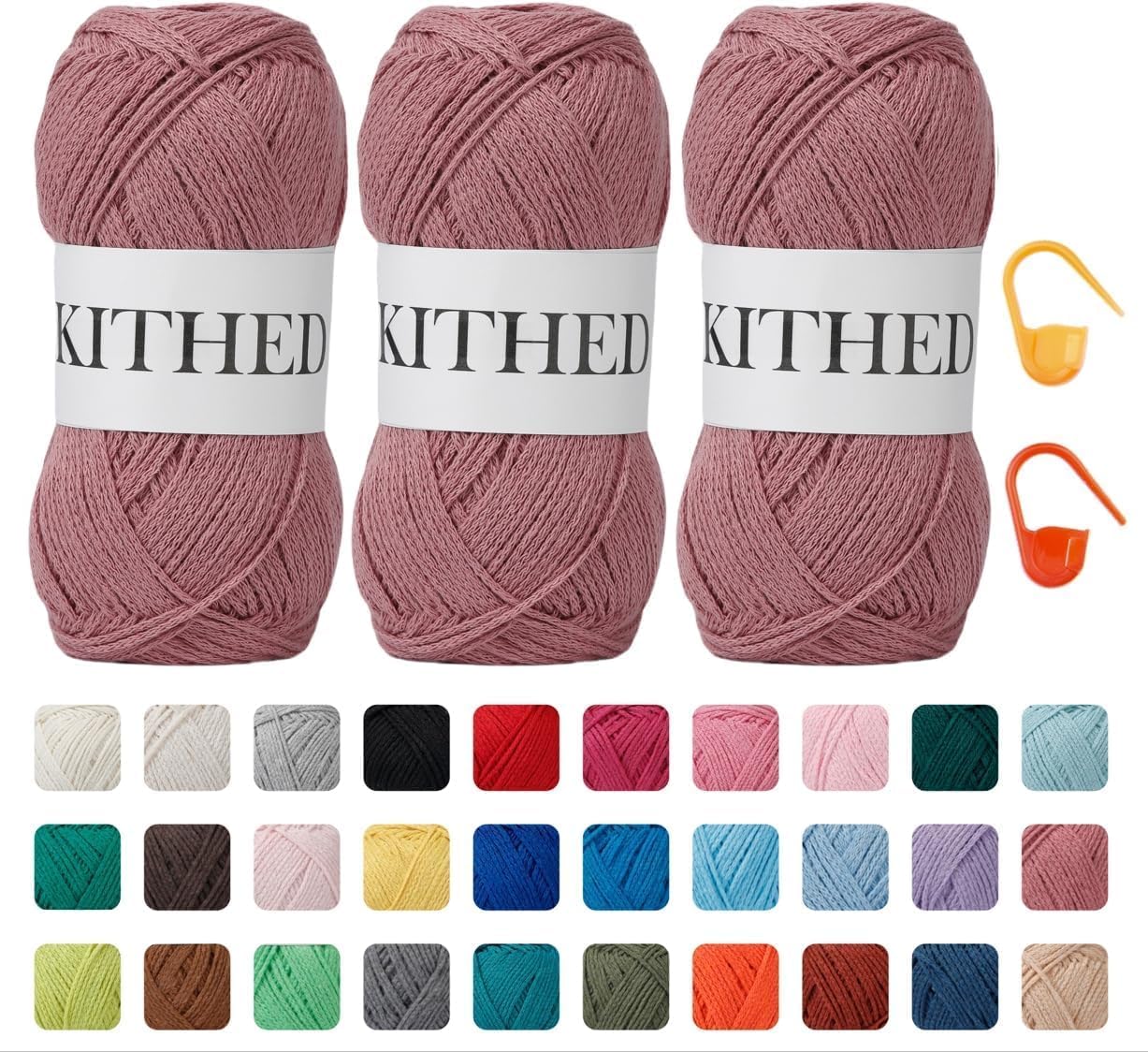 Cotton Chainette Yarn,4 Medium (Worsted)-10oz,3 Pack,Knitting Yarn for Beginners,Thicker for Crocheting and Knitting (31 Orchid Pink)