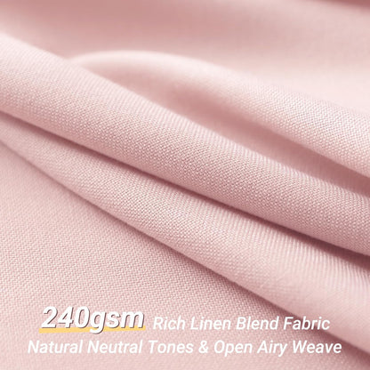 Pink Stall Linen Shower Curtain, Heavy Duty Small Shower Curtains for Narrow Stall Size, RV Drapes for Bathtub Boho Bath Curtain with 12 Plastic Hooks, 36x78, Blush Pink