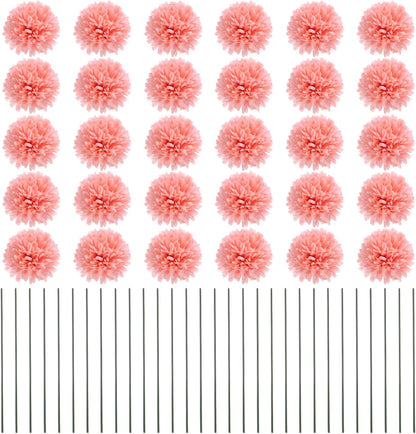 M METERXITY 30-Pack Artificial Chrysanthemum Ball Flowers,11 Inch Faux Chrysanthemum Silk Bouquets Real Touch Faux Flowers for Home/Wedding/Christmas/Party[Peach Pink]