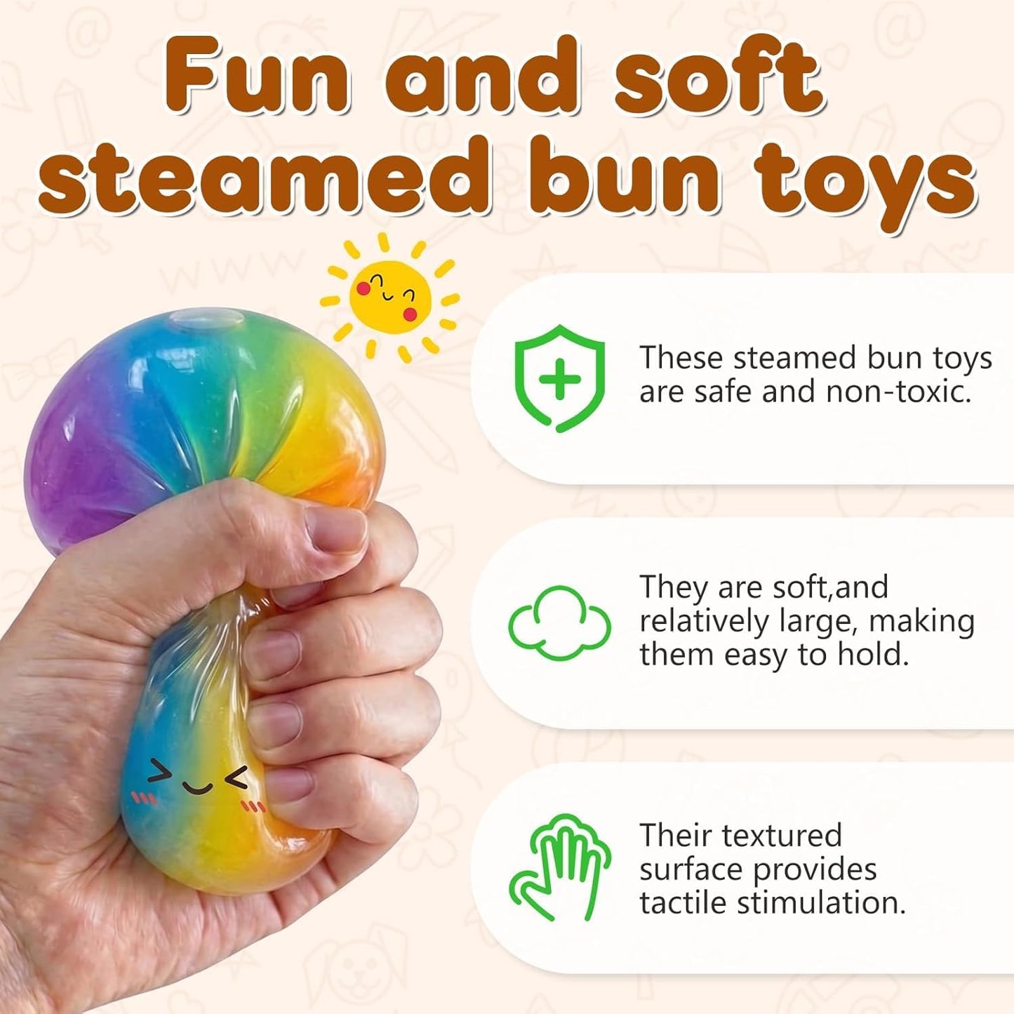 Dumpling Squishies Toys, Mystery Squishy Dumpling Box, Squishy Fidget Squishies, Stretchy Bun with Mini Food Steamer Desk Fidget Toy for Adults Office Home (Glitter Pink)