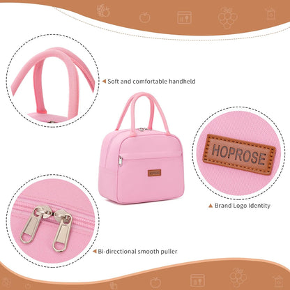 Insulated Lunch Bag for Women Men Adults Lunch Tote with Front Pocket Lunch Box Container Cooler Bag for Work Picnic (Pink)