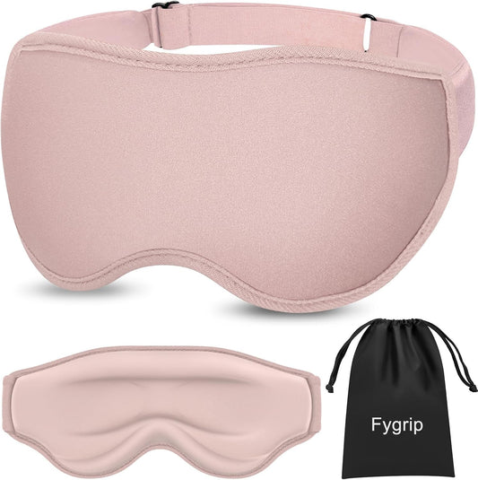 Fygrip 3D Eye Mask Sleep Mask for Men & Women, 100% Pressure-Free & Light Block-Out Eye Mask for Sleep with Easy Adjustable Strap, Night Eye Cover for Travel, Pink