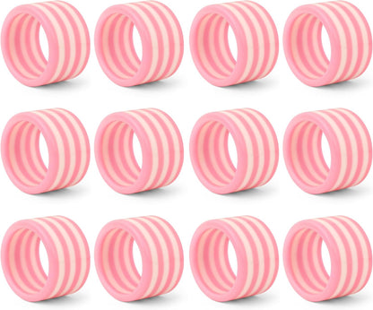Premium Epoxy Resin Napkin Rings Set of 12 – Elegant Pink Napkin Ring Holders (2 x 2 x 1 Inch) for Dining Table, Decorative & Artistic Table Décor, Stylish Accessories for Weddings, Parties & Home Use