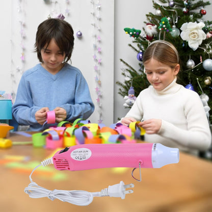 Heat Gun, 110V 300W Handed Hot Air Gun for Crafting, 3.28FT Ultra-Long Cable Portable Heat Gun with Stand and Power Cord for Shrinking Wrapping PVC, DIY Embossing and Drying Paint (Pink)