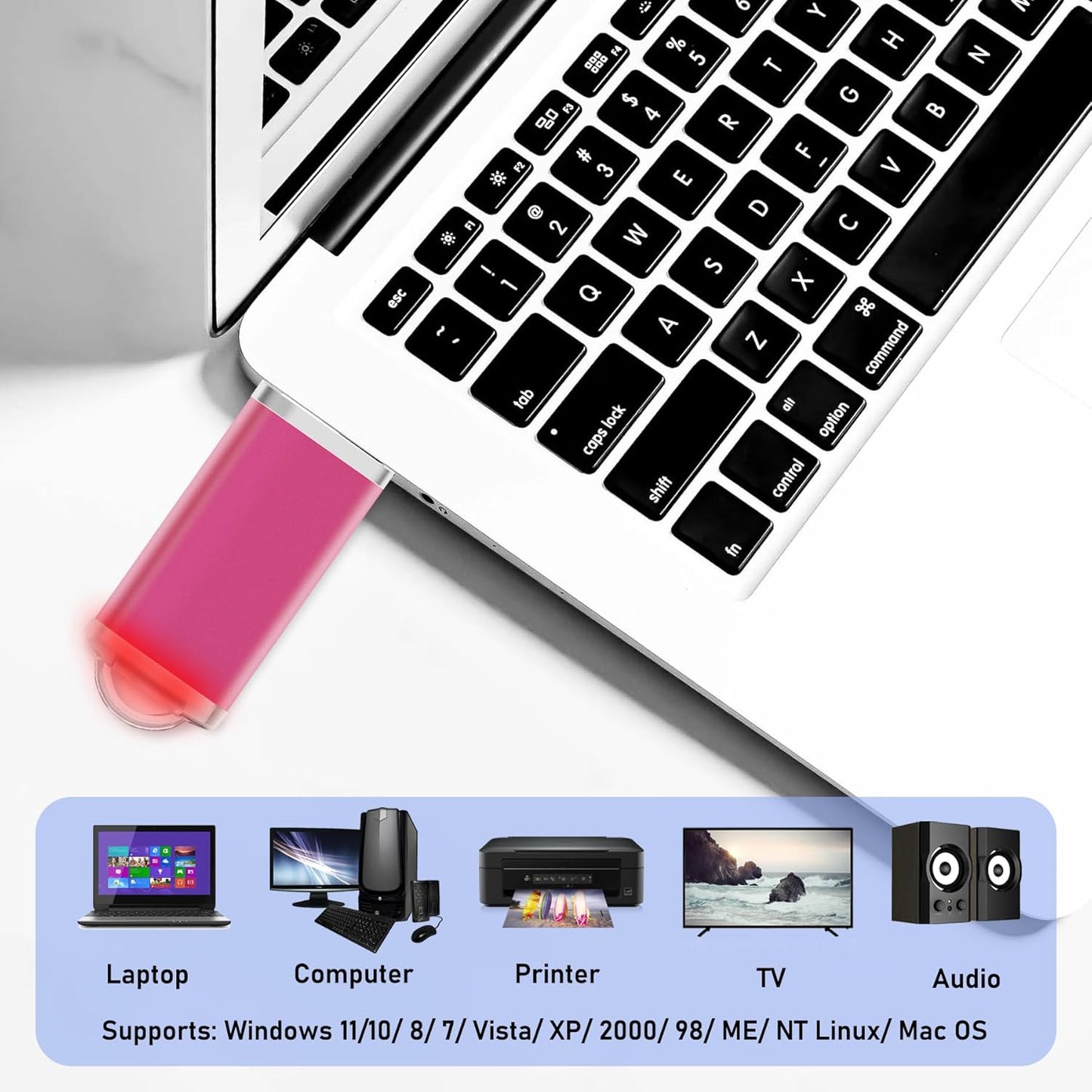 2GB USB Flash Drive 1 Pack Nicepicten Thumb Drives Zip Drive USB 2.0 Jump Flash Drive Memory Stick 2GB with Lanyards (Pink)