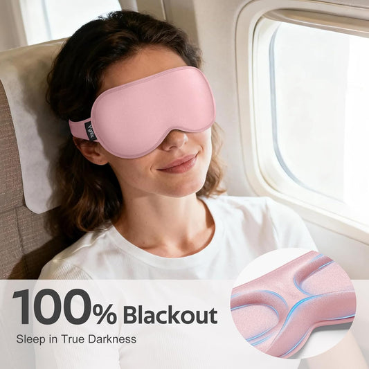 Sleep Mask for Women Men - 100% Blackout Eye Masks for Sleep - 3D Soft Sleeping Mask for Side Sleepers - Zero Pressure Lash Extensions Eye Cover Shade for Airplane Travel Essentials, Pink